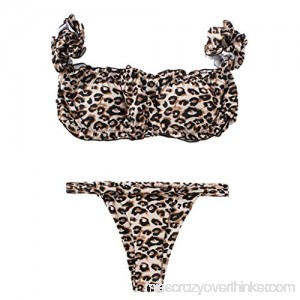 iSkylie Women Sexy Leopard Printed Swimsuits Strap Wrap Pad Cheeky High Waist Bikini Set Swimdress Swimwear Brown B07LF73777